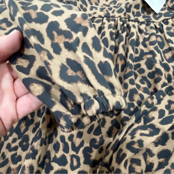 NWT Cotton On Leopard Dress Size 8 Long sleeve Ruffle Details Animal Print - Picture 6 of 7